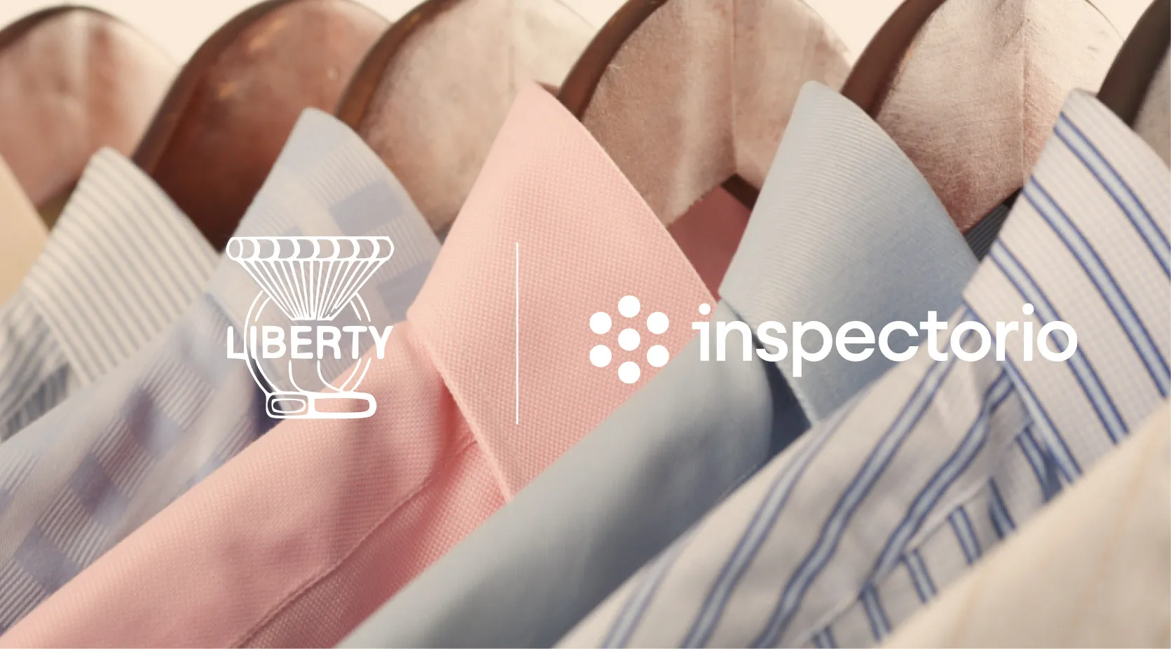 Liberty Mills logo and "inspectorio" text on shirts, highlighting digitalization.
