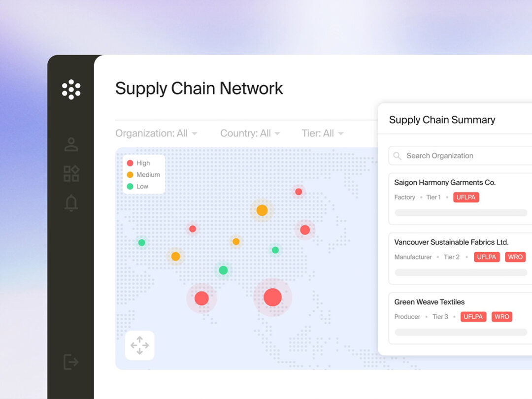Paramo AI supply chain network visualization with organization filters and summary